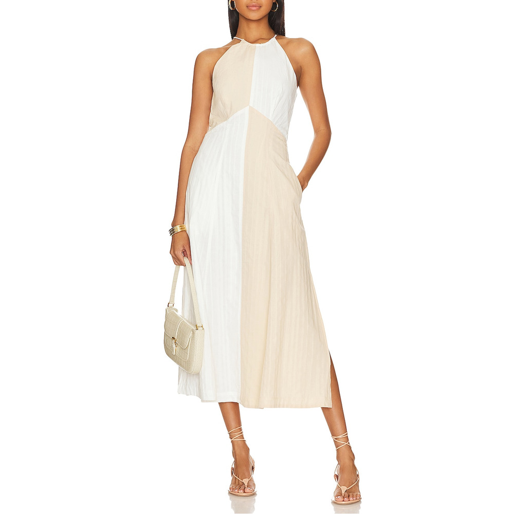 Sovere 'Destine' Midi White Linen Dress Size L